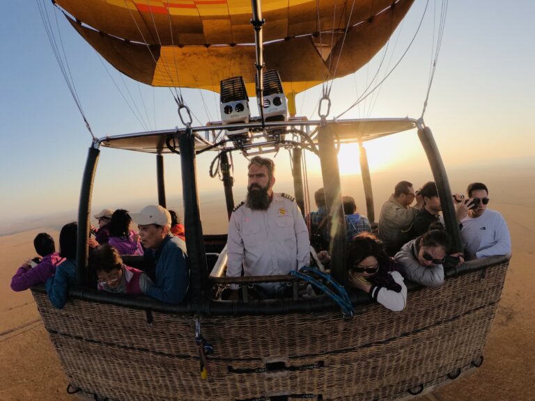 Tomas with a hot air balloon in the Masai Mara